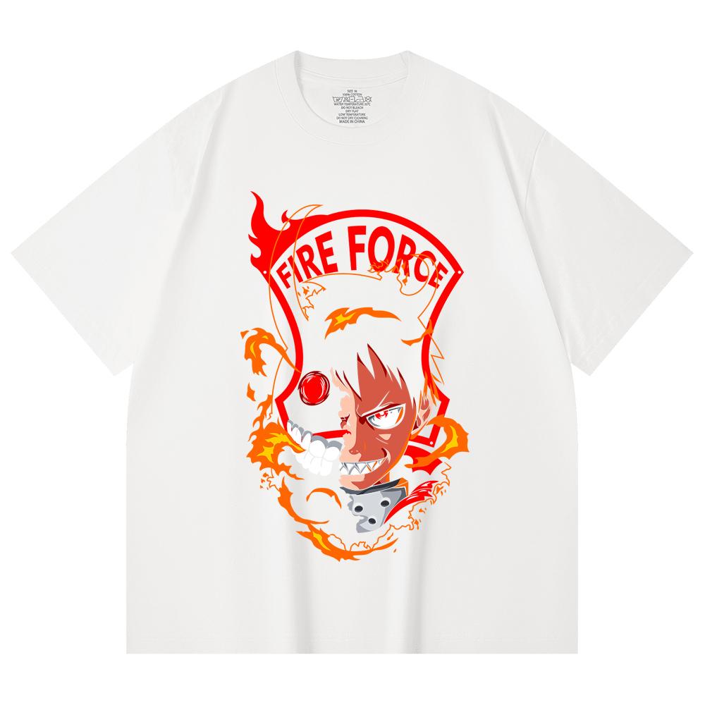 230 Gsm 100% Cotton Fire Force V1 Shinra Print Unisex Heavy Cotton T Shirt