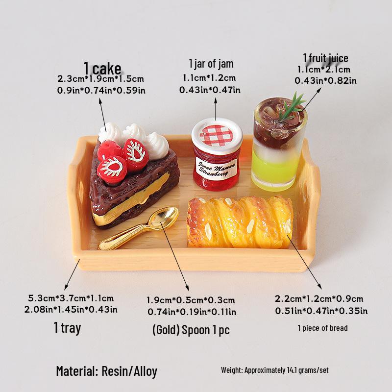 Miniature Dollhouse Bread & Juice Cake Set - DIY Decorations & Accessories