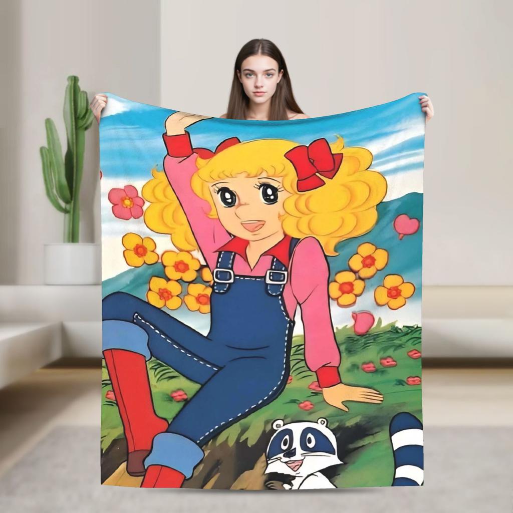 Super Warm BlanketChildren Travel Candy Candy Manga Throw Blanket Flannel Bedspread For Outdoor Novelty Sofa Bed Cover