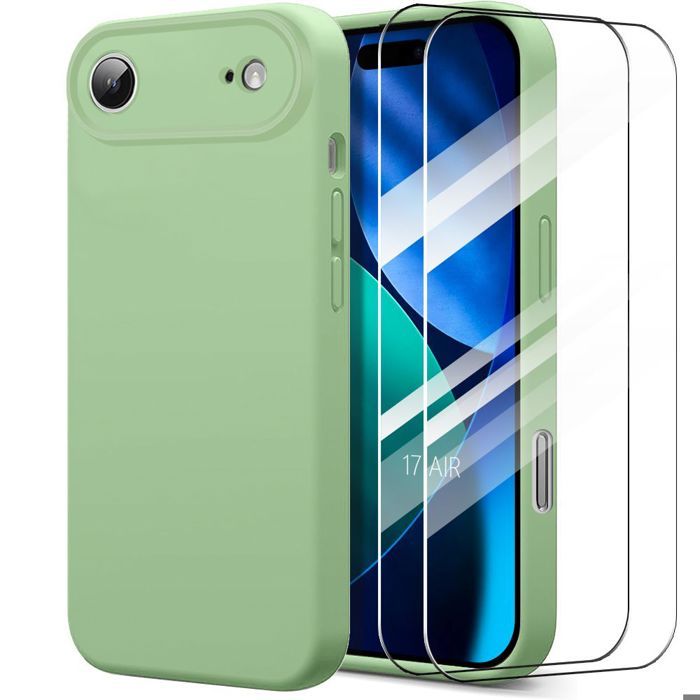 Coque de Protection - BOOLING - pour iPhone Air - Silicone Souple Doux Léger Slim Vert - 2 Vitres