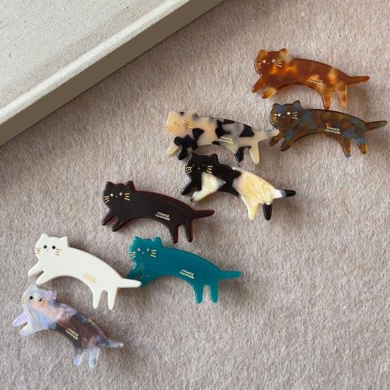 Haarspange Kraftvolle Rutschfeste Haarspange Dreidimensionale Katzenform Acetat Haarspange Haarstyling-Werkzeug Seitenpony Haaraccessoire