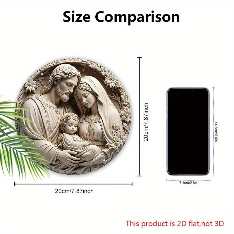 2D Flat Nativity Wooden Christmas Sign - Navidad Decorative Plaque with Jesus Pattern - Ideal for Front Door, Wall Hanging Decor