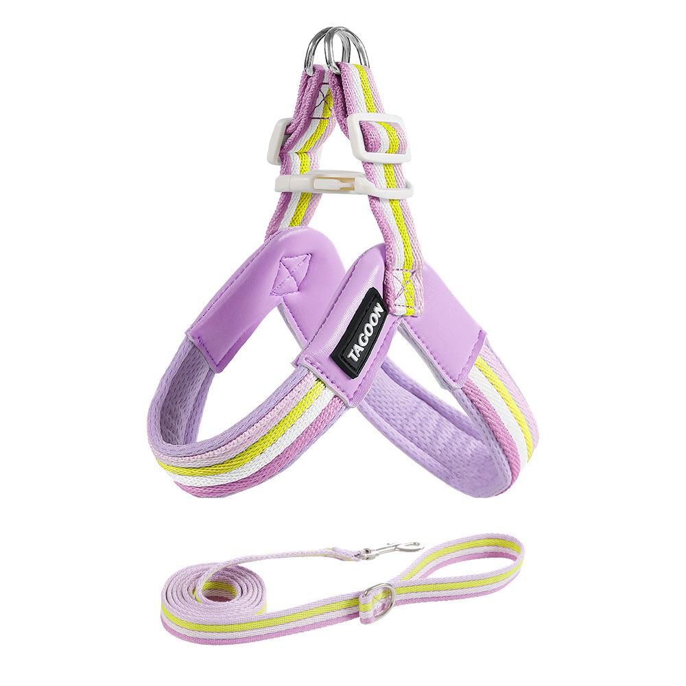 Breathable Color Block Harness & Leash for Small/Medium Dogs - Teddy, Shiba Inu