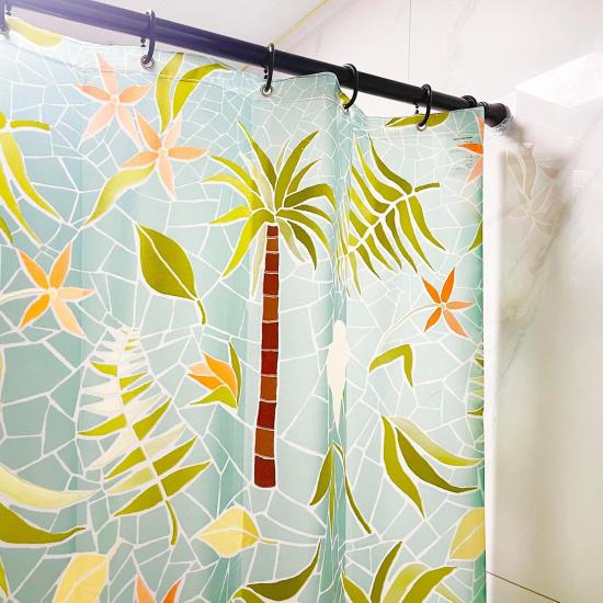 Spring Tension Rod Holder, 4 Packs Transparent Shower Rod Bracket No Drilling, Adhesive Tension Curtain Rod Retainer Shower Curtain Rod Holder, 2.15