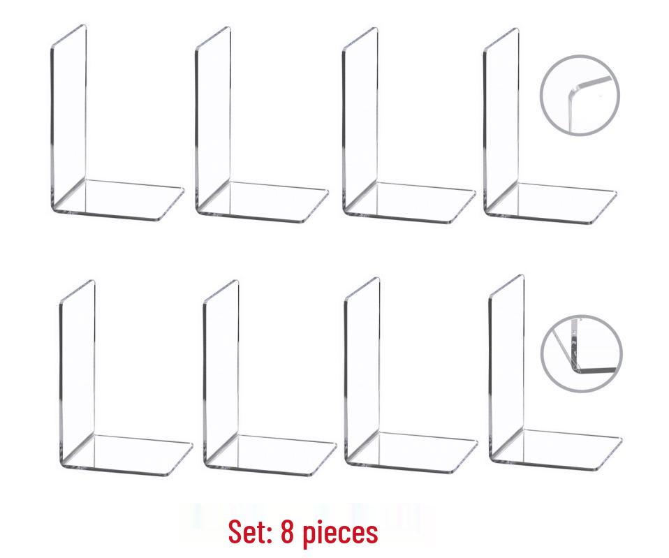 Transparent Acrylic L-shaped Book Stand and Bookend