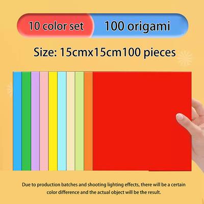 100Pcs Square Origami Paper Double Sides Solid Color Folding Paper Multicolor Kids Handmade Diy Scrapbooking Craft Decor