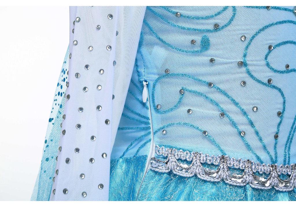 Frozen Princess Long Sleeve Costume Gown for Kids - Elsa & Anna Inspired with Cape