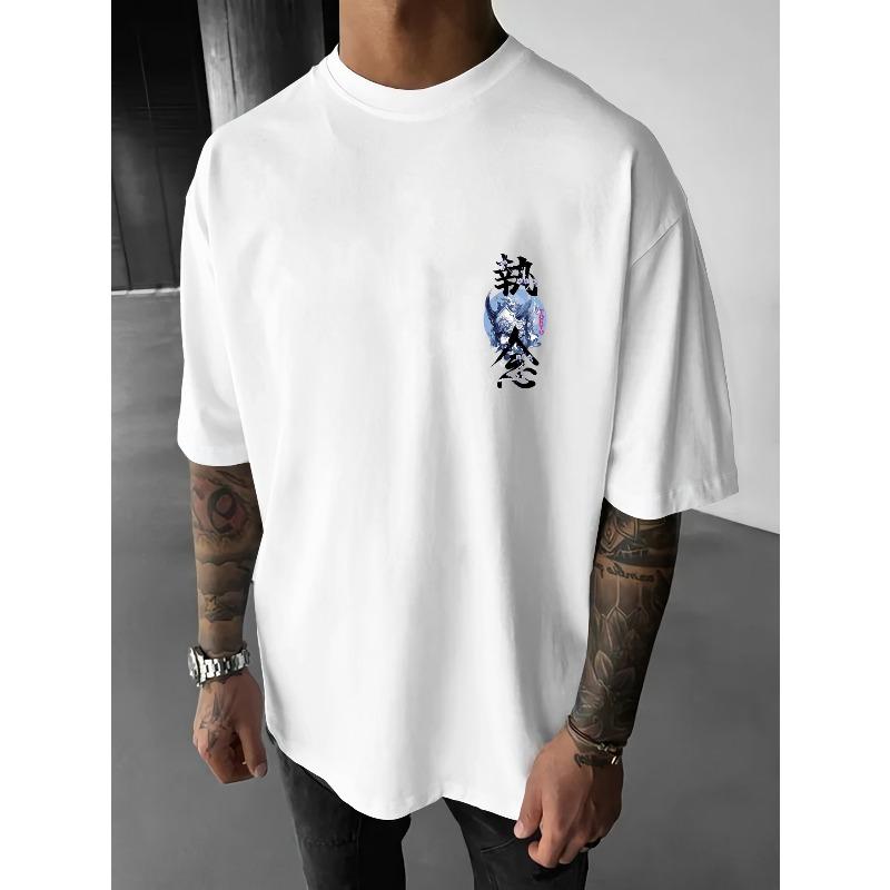 European Size Men's Y2K Casual TOKYO Street Anime Graphic T-Shirt - TOKYO Onimushi Mask and Sakura Blossom Print