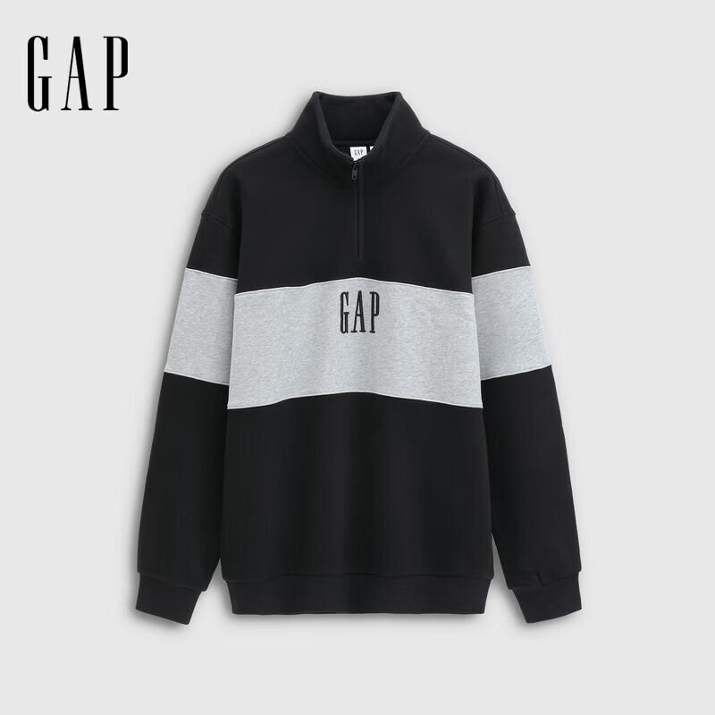 Gap Unisex Color-Block Logo Half-Zip Fleece Stand-Collar Sweatshirt