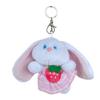 Adorable Long-eared Bunny Plush Doll Keychain With Cute Strawberry Dress 12cm