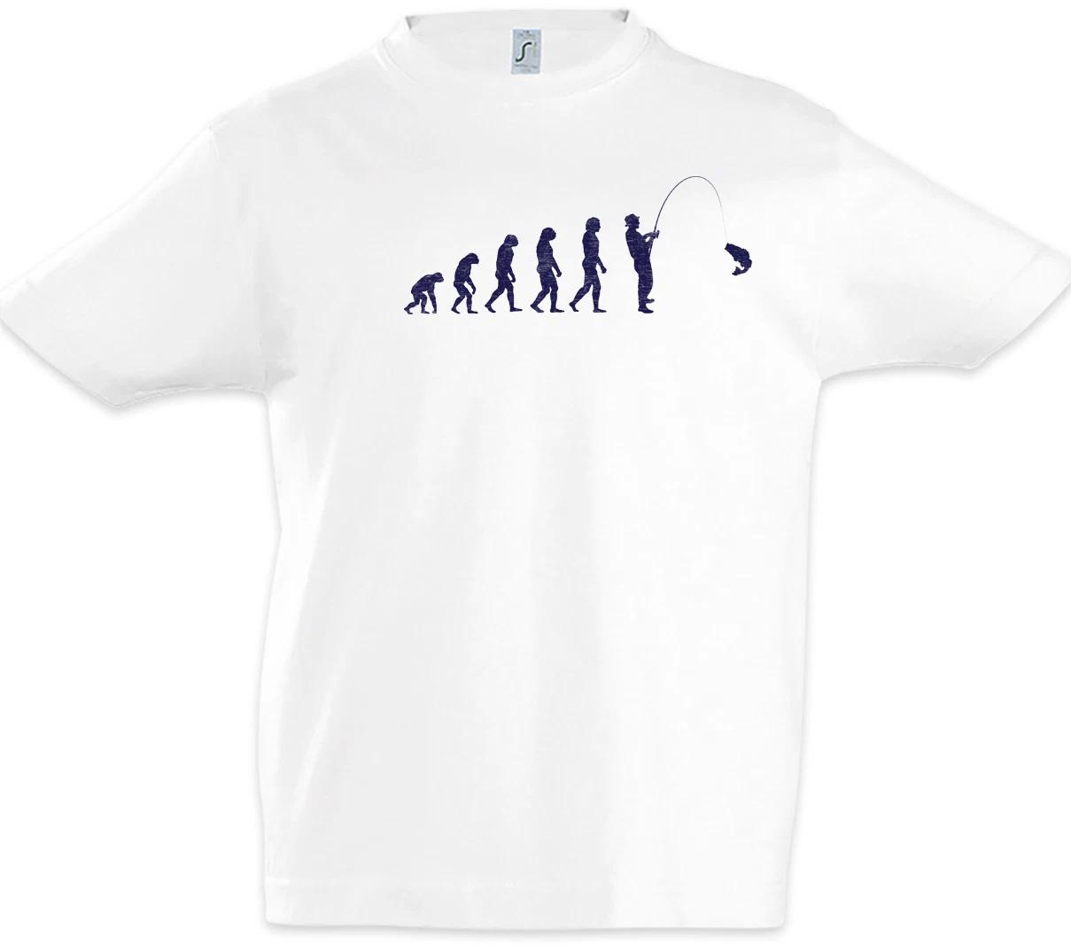 Fishing Evolution Boys kids boys T-Shirt Fun Fish Sea River Angler Rod and Line Darwin 100