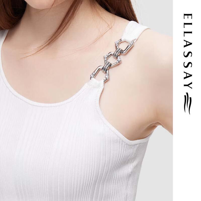 ELLASSAY Women's Metal Buckle Sleeveless Knit Vest Top