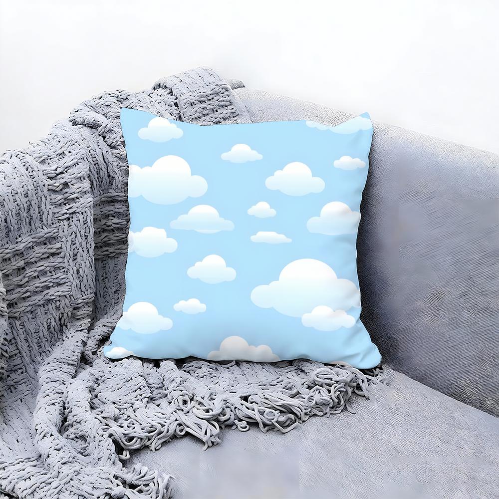 Soft White Cloud Texture Design Cushion Cover Premium Comfort Reversible Pillow Cove in One Design for Any Room  Car Interior