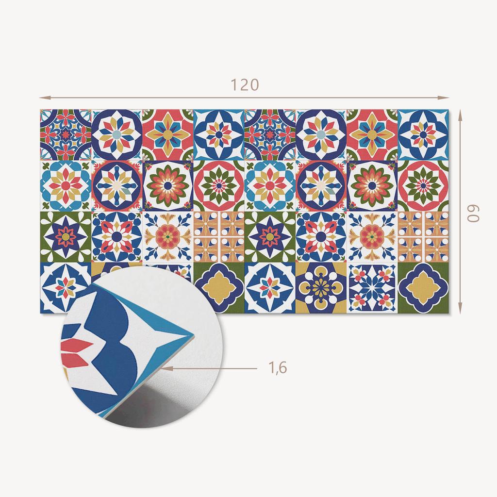 Winylowy Panel Ścienny Z Nadrukiem Do Jadalni 120X60 Cm Wzory Mozaikowe W Kwadratach