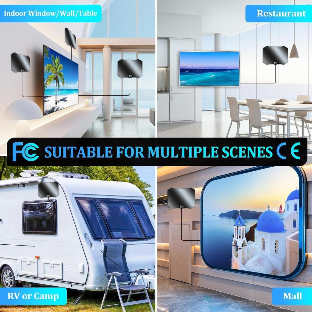 2025 Digital Antenna for Smart TV, 1900+Miles Range Antennas for Local Channels, HDTV Antenna Indoor/Outdoor