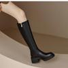 fashion British Style Women's Knight Boots Autumn Side Zip High Heels Retro Chunky Heel Knee Hight Boots Women Shoes Zapatillas Mujer
