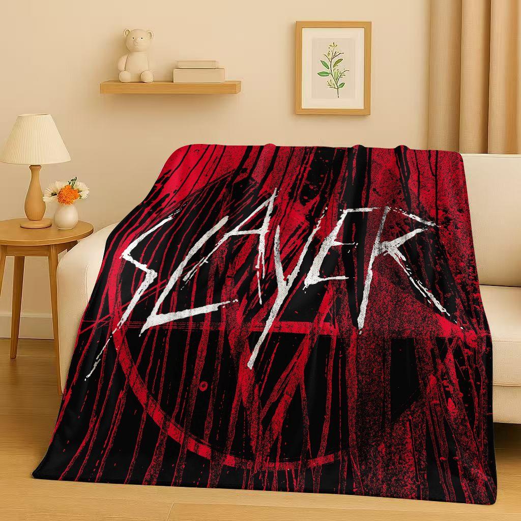 3D Slayer Thrash Metal Rcck Music Band Sign Flannel Blanket,Ultra Soft Warm Plush Throw for Home Bedroom Bed Sofa Cover Gift Kid