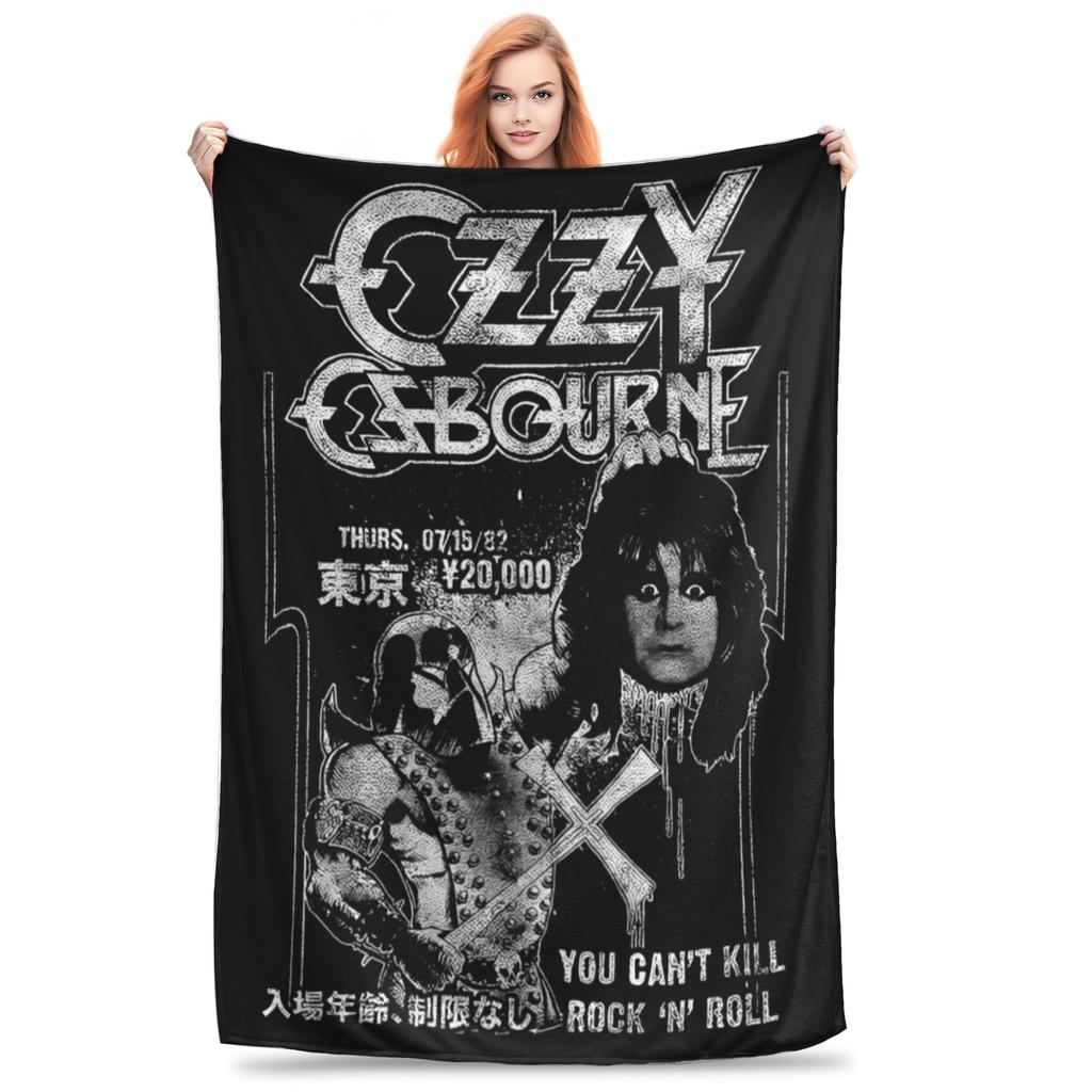 Black Sabbath Ozzy Is Bat Warm Soft Blankets  Travel Plush Throw Blanket Print Living Room Flannel Bedspread Sofa Bed Cover