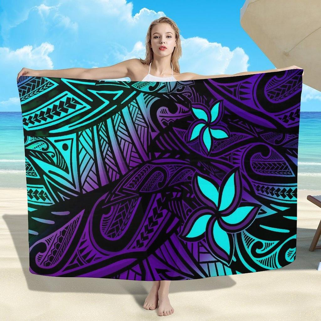 Summer Lightweight Women'S Sarong Shawl Polynesian Customizable Pattern Beach Essential Sun And Windproof Cape