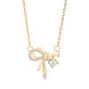 Wind Design Bow Necklace Women'S Light Luxury Versatile Micro-Inlaid Zircon Pendant With The Same Collarbone Chain