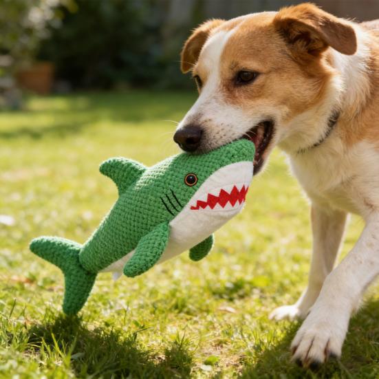 Stoffhaie Hundespielzeug Plüsch Quietschendes Hundekauspielzeug Interaktives Welpen-Zahneinwachsspielzeug Kuscheltier für Hunde Tauziehen Angstlinderung