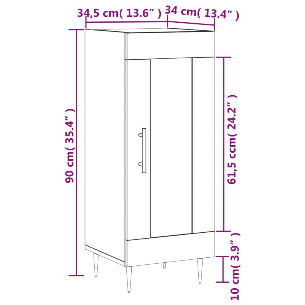 Sideboard in White 34.5 x 34 x 90 cm Particleboard