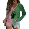 Women's Long Sleeve Plunger Sleeve  Witch Printed Casual Top T-Shirt