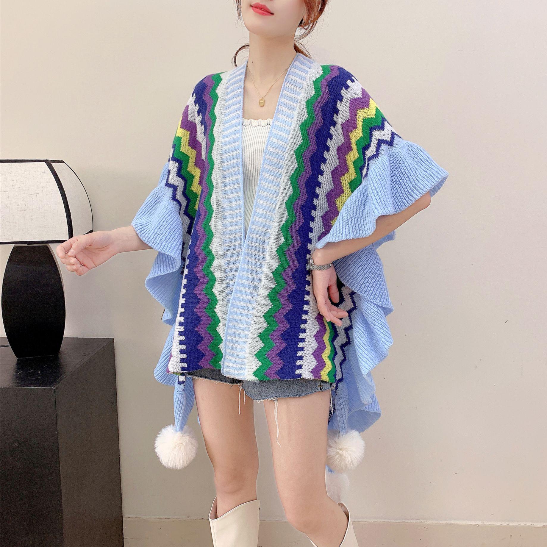 

Spring & Autumn Women s Ethnic Long Shawl with Ruffle Edge - Perfect for Travel