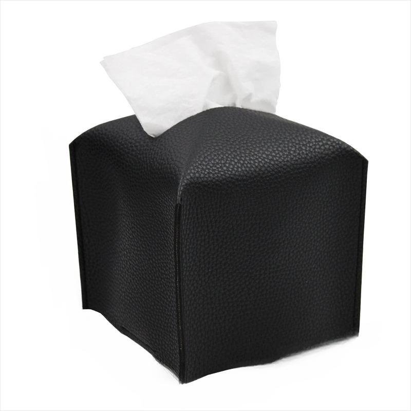 Square PU Leather Tissue Box Large Small Size In Stock Modern Napkin Holder Stylish Paper Dispenser for Living Room Coffee Table