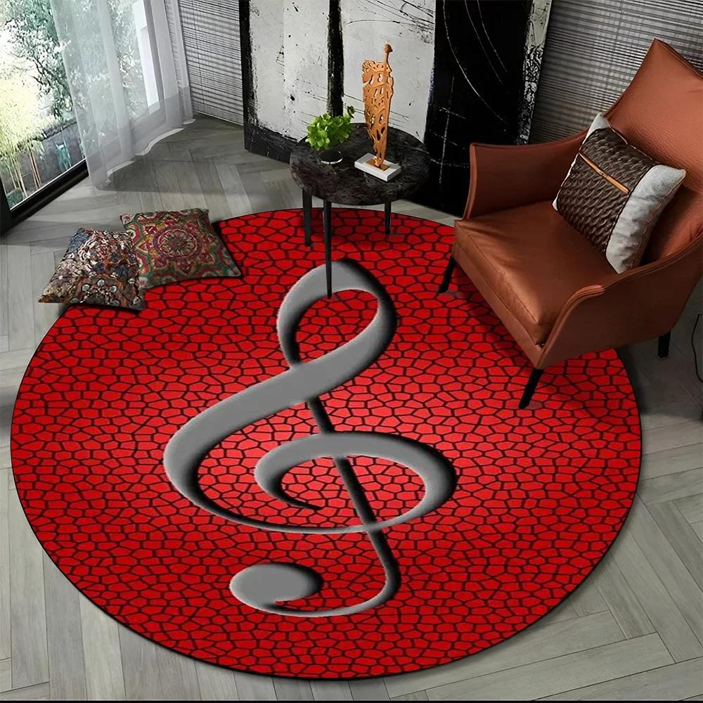 3D Musical Note Piano Art Round Carpet Rug for Living Room Bedroom Child Playroom Chair Decor,Pet Area Rug Non-slip Floor Mat