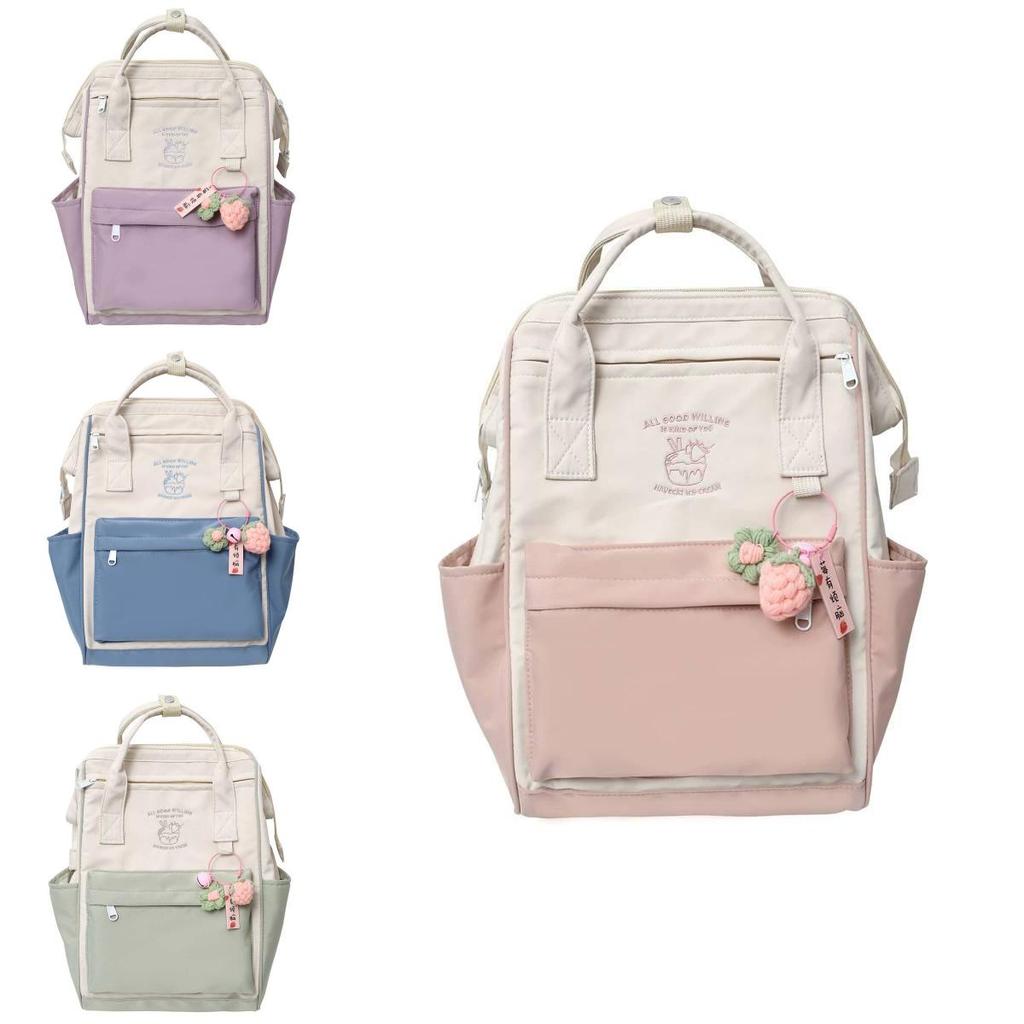 Nylon Lightweight Waterproof Trendy Backpack Colorful Letter Pattern For Girls