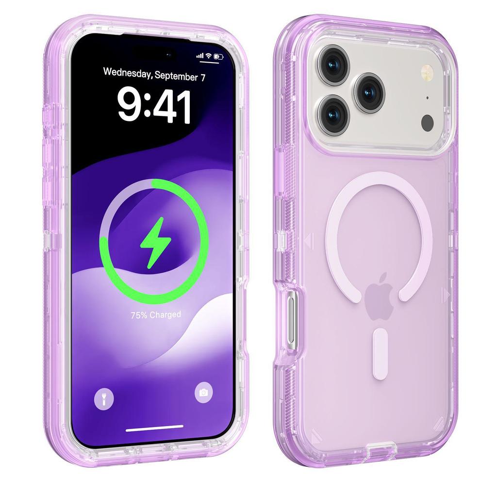 Transparent Shockproof Case For iPhone 17/16/ 15/ 14/ 13 Series Cover Compatible With MagSafe, Triple Layer Magnetic Charging, Drop-Proof Phone Case