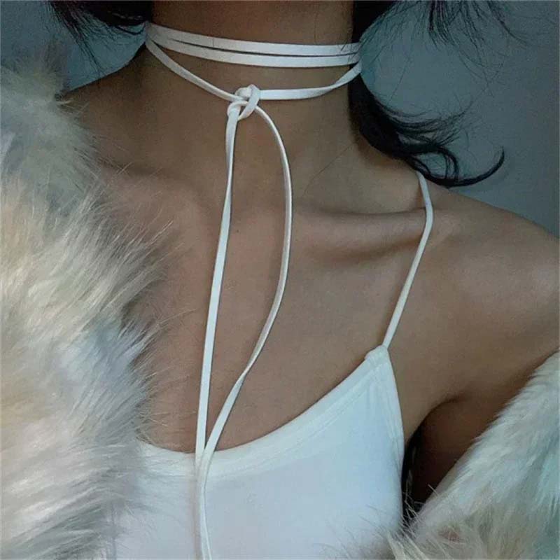 Vintage Black Velvet Bowknot Choker Necklace for Women Elegant Weave Knotted Bowknot Long Adjustable Rope Chain Y2k Jewelry