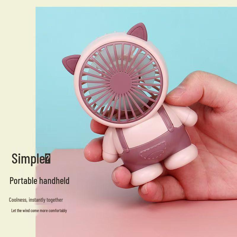 Portable Rechargeable Mini Fan with Three Speeds - Cartoon Design for Kids