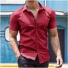 Summer Men's Short Sleeve Shirts Classic Solid Color Shirt Youth Fashion Home Casual Cardigan Blouse Top