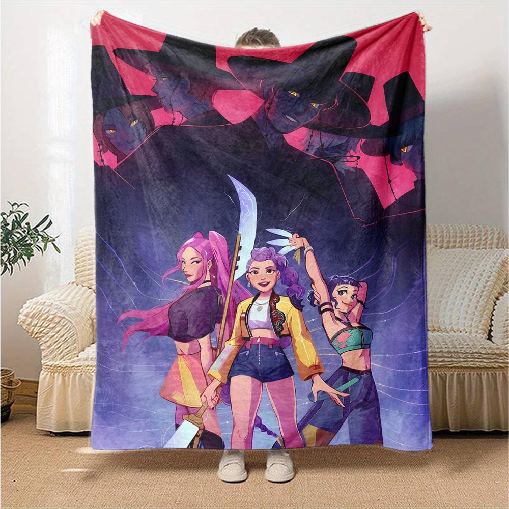 1pc KPop Demon Hunters28 Blanket, Gift, for Men and Women, Soft Blanket, Good for Sofa Bed Couch Travel, Lightweight Flannel Blanket