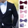Yousheng 1 Set Men Bow Tie Kit Solid Color Bow Tie Kerchief Cufflinks Set Weddings Business Events Outfit Accessories
