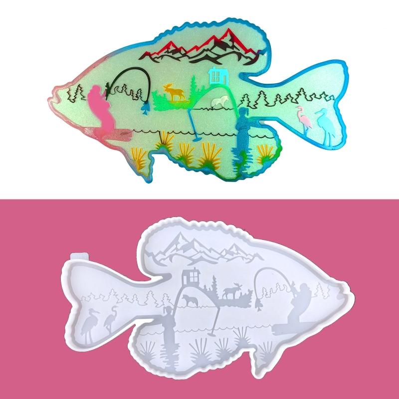 Father's Day Fishing Pendant Decor Silicone Mold Epoxy Resin Casting Jewelry Tool Making Diy Craft Home Decoration