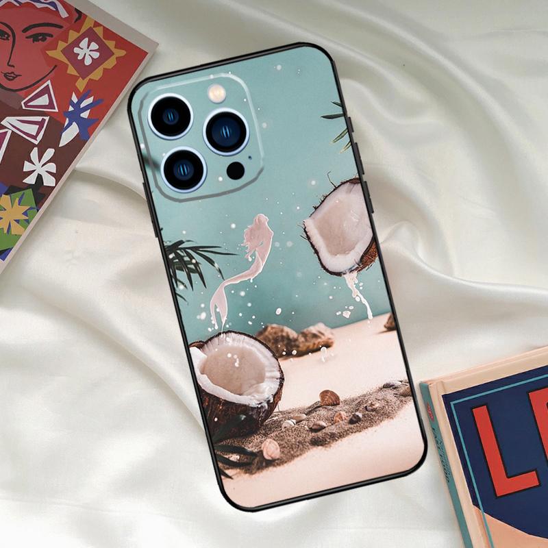 Summer Fruit Coconut Phone Case For iPhone 15 14 12 11 13 16 17 Pro Max 15 16 Plus 13 Mini 16e 17 Air Funda Cover