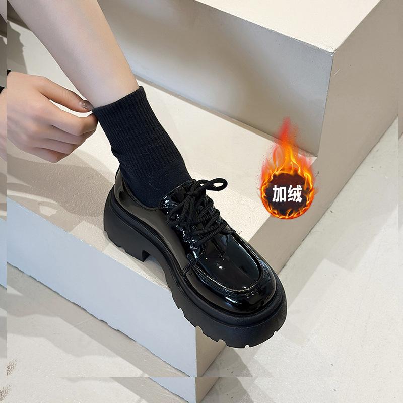 

Платформенные туфли из натуральной кожи женские новые осенне-летние Мэри Джейн универсальные черные одинарные туфли 40