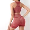 Ležérní Fitness Sportovní Ženy Vesta Crop Tops a šortky na jógu s vysokým pasem Dvoudílné sady Dámské jednoduché oblečení 30679