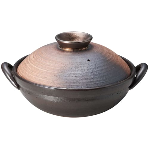 

Banko Ware Earthenware Pot, Size 9, Serves 3-4, Bizen Gold Decoration, Suitable for Direct Heat, Heat Retention, Made in Japan, Product Number 18862