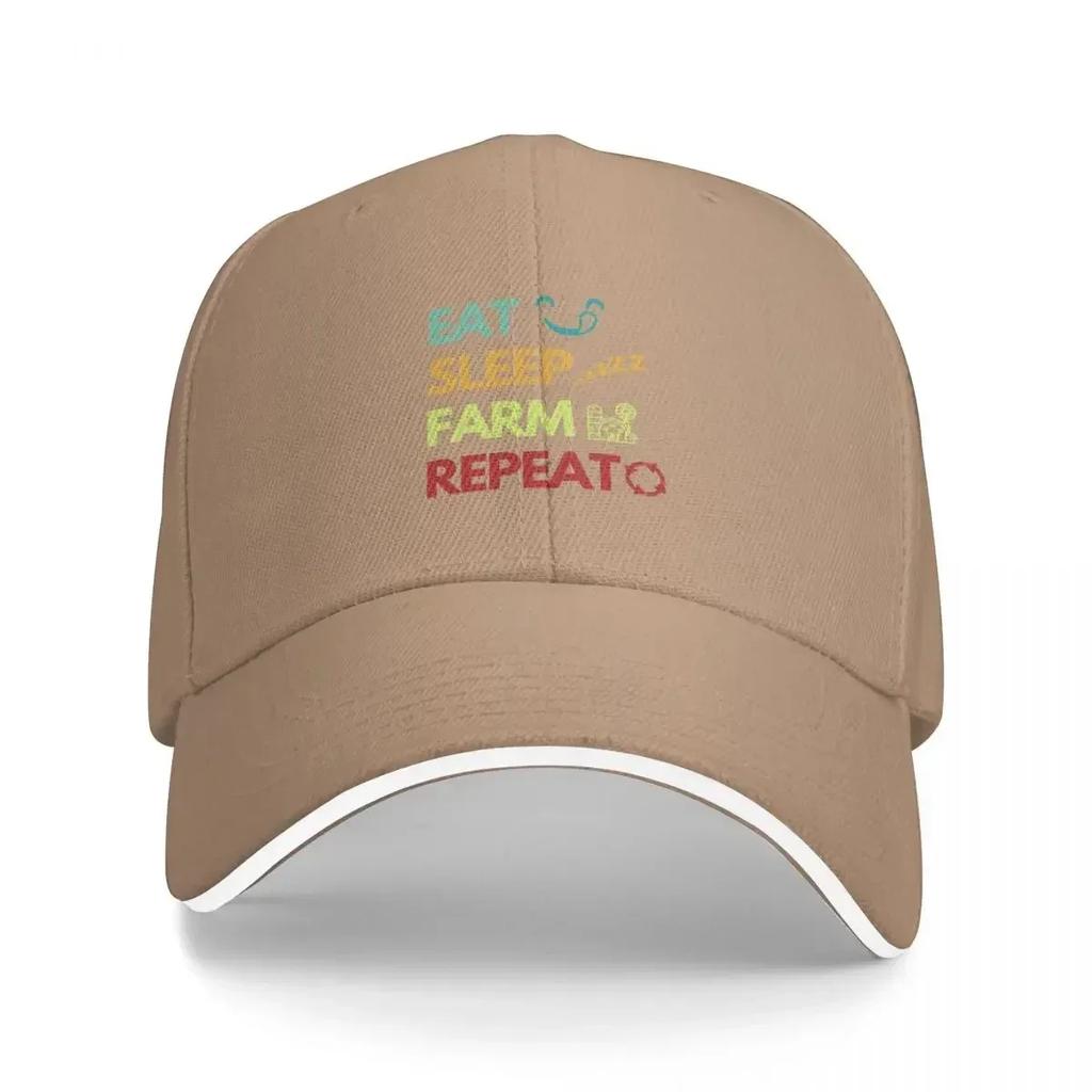 Eat sleep farm repeat  Farm quote Baseball Cap tea Hat Bobble Hat Unisexs Caps Womens