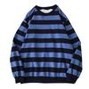 Men's Autumn Winter Round Neck Stripe Sweatshirt Pullover Tops Long Sleeved