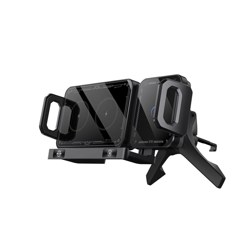 Car Wireless Charger Dual Coil Folding Screen Phone Fast Charging Car Phone Holder Wireless Charging Bracket