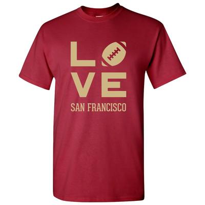 San Francisco Love Football - Sports City Pride Tailgating T -Shirt - Cardinal