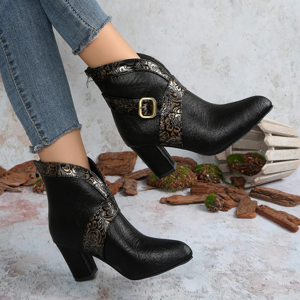 Summer New Style Mesh Breathable Sandals with Rhinestone Decoration Shaped Heels Retro British Style Sandals Leather Boots