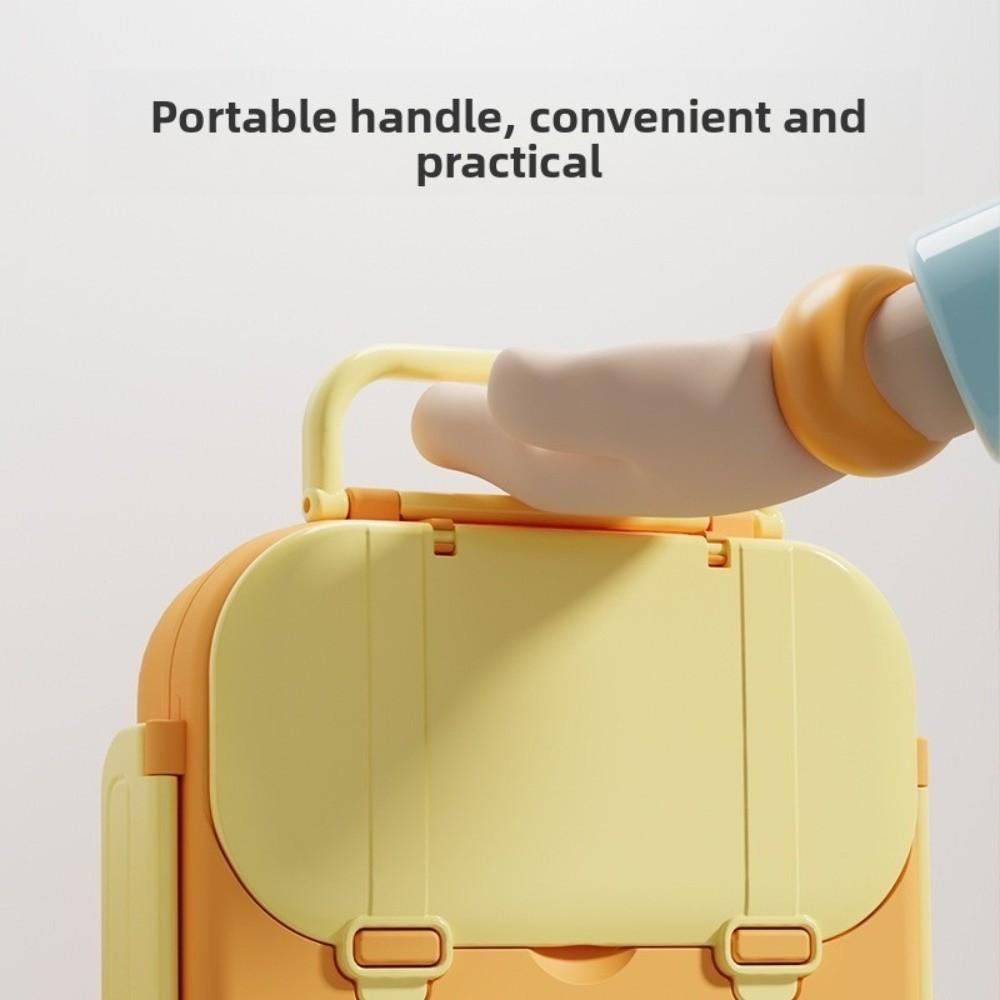 Portable Food Grade Lunch Box Divided Fresh Keeping Microwavable Lunch Box with Handle Spoon Fork Storage Box Outdoor Picnic