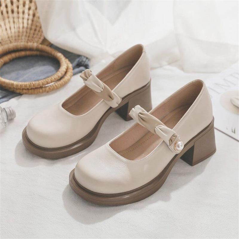 Fashion Summer Black Women Patent Leather High Heels Mary Jane Shoes Loafers Fashion Party Wedding  Butterfly-knot Casual Shoes Zapatos