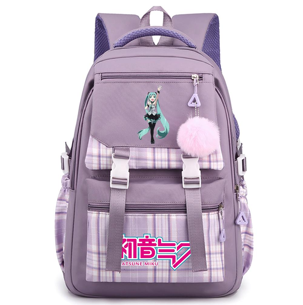 Cartoon Anime Hatsune Miku Printed Large Capacity Backpack for Teenger Student Bookbag Girl Boy Schoolbag Bookbag Women Waterproof Travel Bag